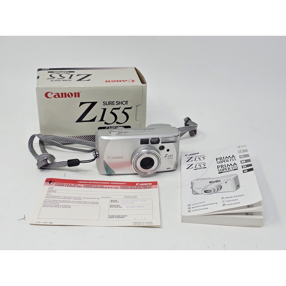 Vintage Canon Sure Shot Z155 Caption 35mm Film Camera Silver Point & Shoot AF